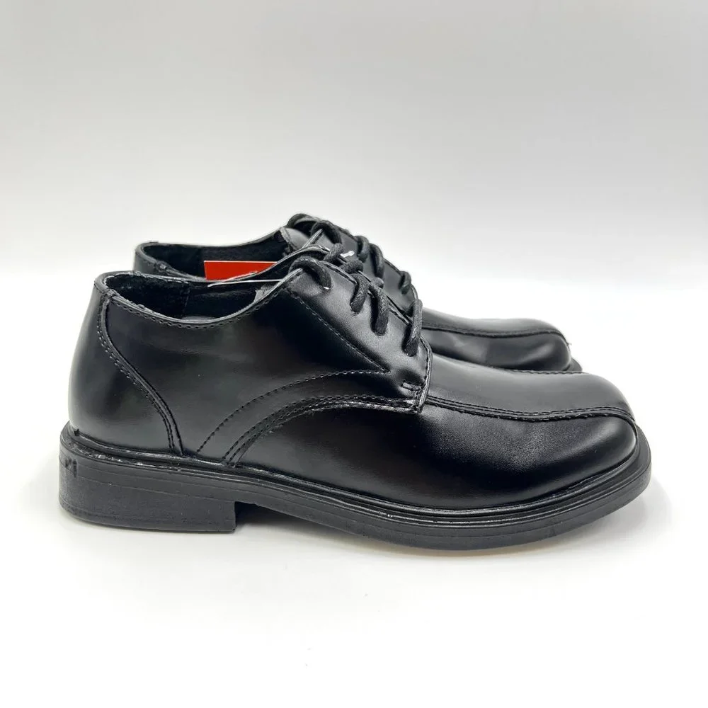 Deer Stags Boys Kids Gabe Black Faux Leather Lace Up Oxfords Dress Shoes 12.5